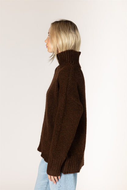 the AGGIE mock neck, cocoa mix