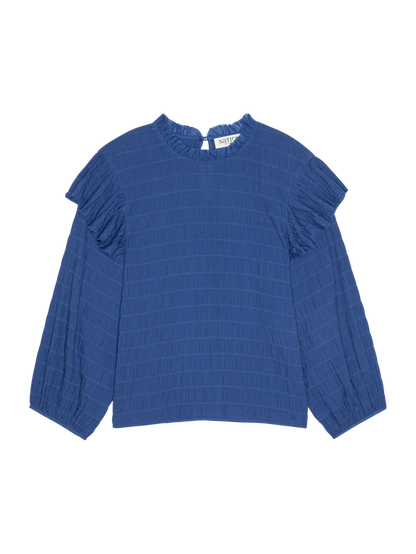 the ARIA ruffle top, sapphire