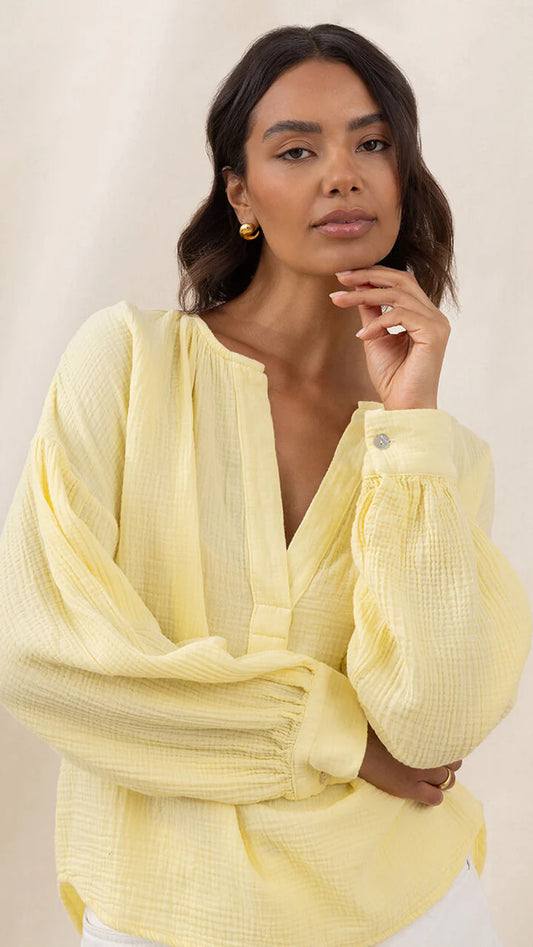 the PEACH top, butter yellow