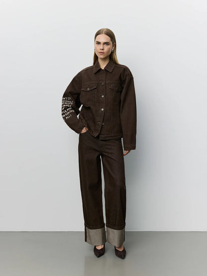 the AUDREY MOOMIN denim jacket, dark brown