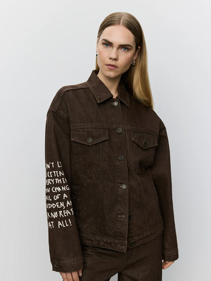 the AUDREY MOOMIN denim jacket, dark brown