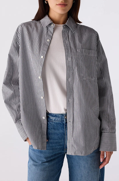 the RUTH oversized shirt, black x eggshell