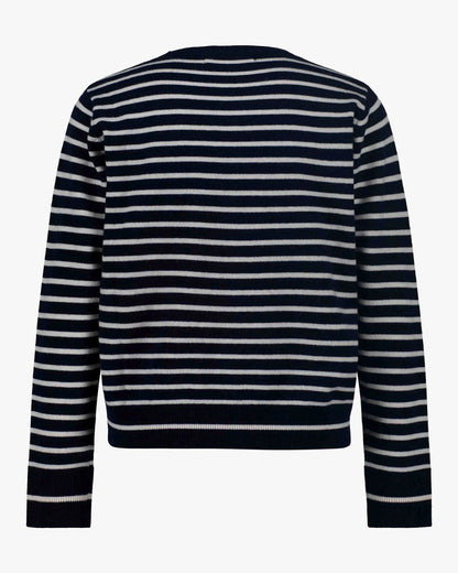 the CISSESW stripe cardigan, dark blue striped