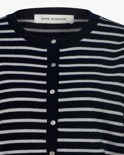 the CISSESW stripe cardigan, dark blue striped
