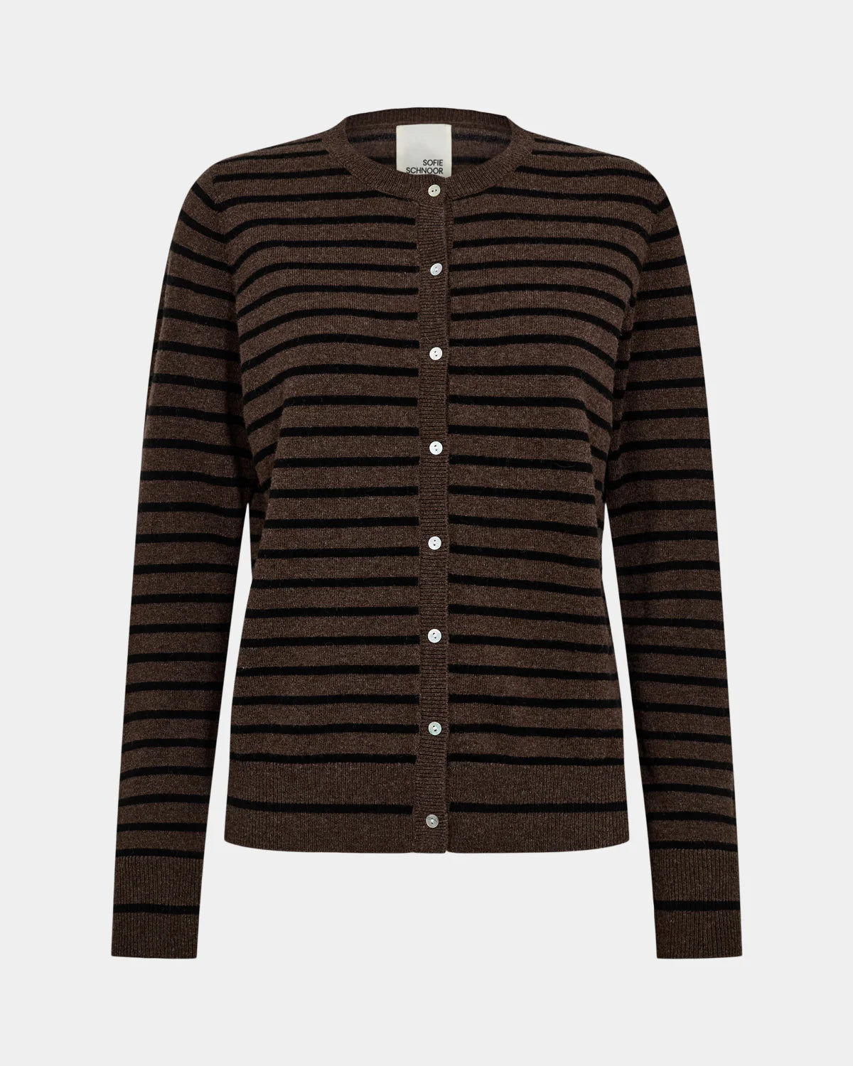 the CISSESW stripe cardigan, black x brown stripe