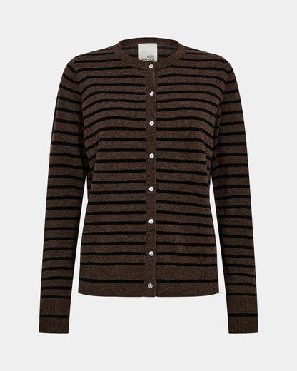 the CISSESW stripe cardigan, black x brown stripe