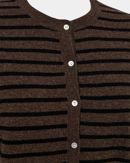 the CISSESW stripe cardigan, black x brown stripe