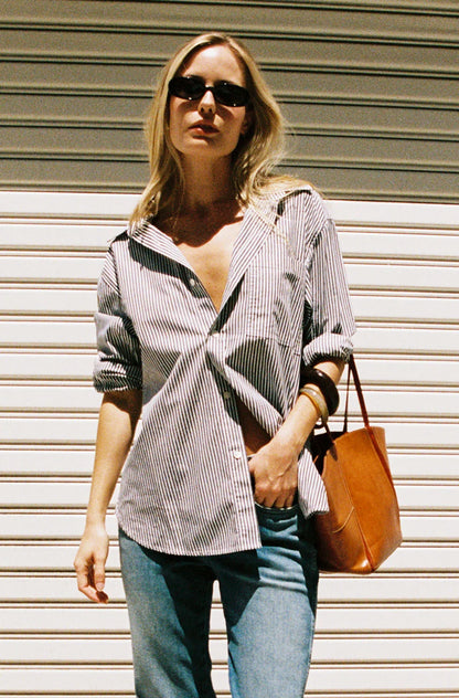 the RUTH oversized shirt, black x eggshell