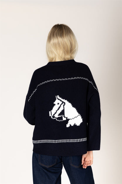 the FAIR ISLE HORSEPRINT, navy x white