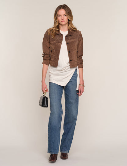 the BENLY suede jacket, mink