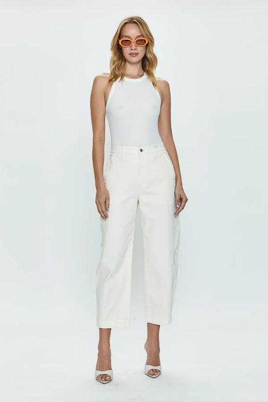 The ELI High Rise Arched Trouser, Eggshell