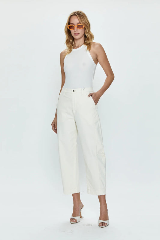 The ELI High Rise Arched Trouser, Eggshell