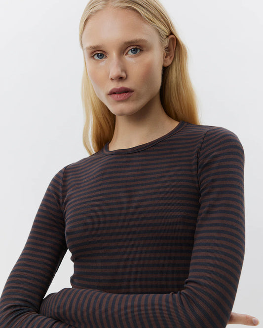 the PETRICIASW stripe long sleeve, dark brown x black