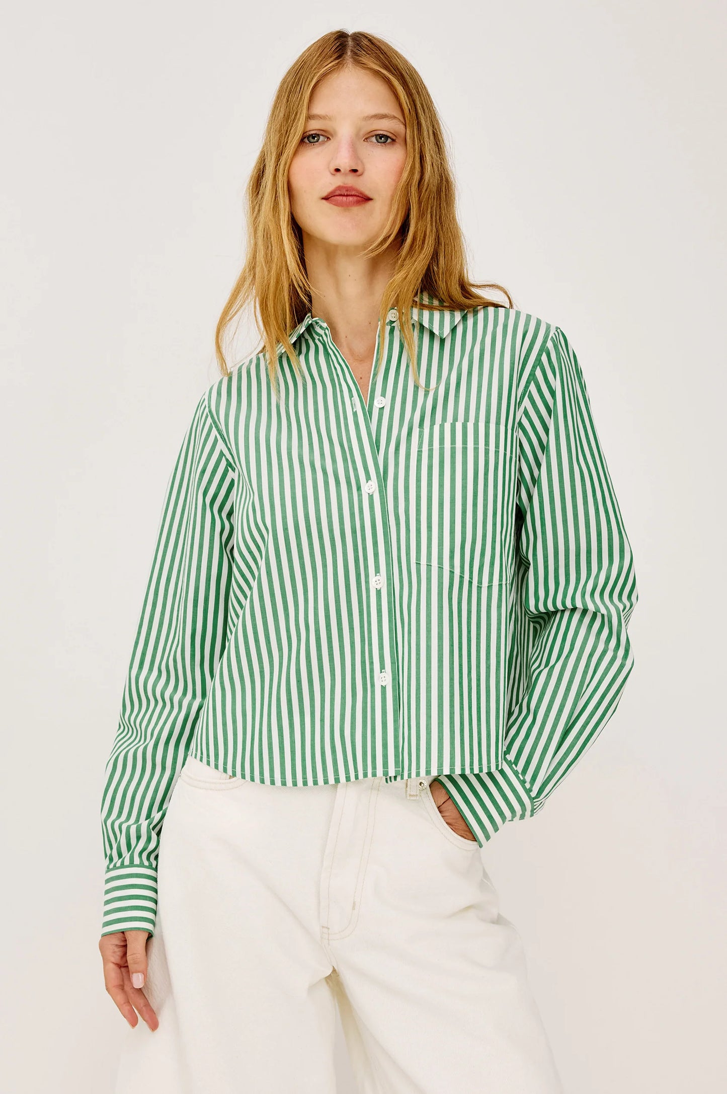the RAMY shirt, emerald stripe