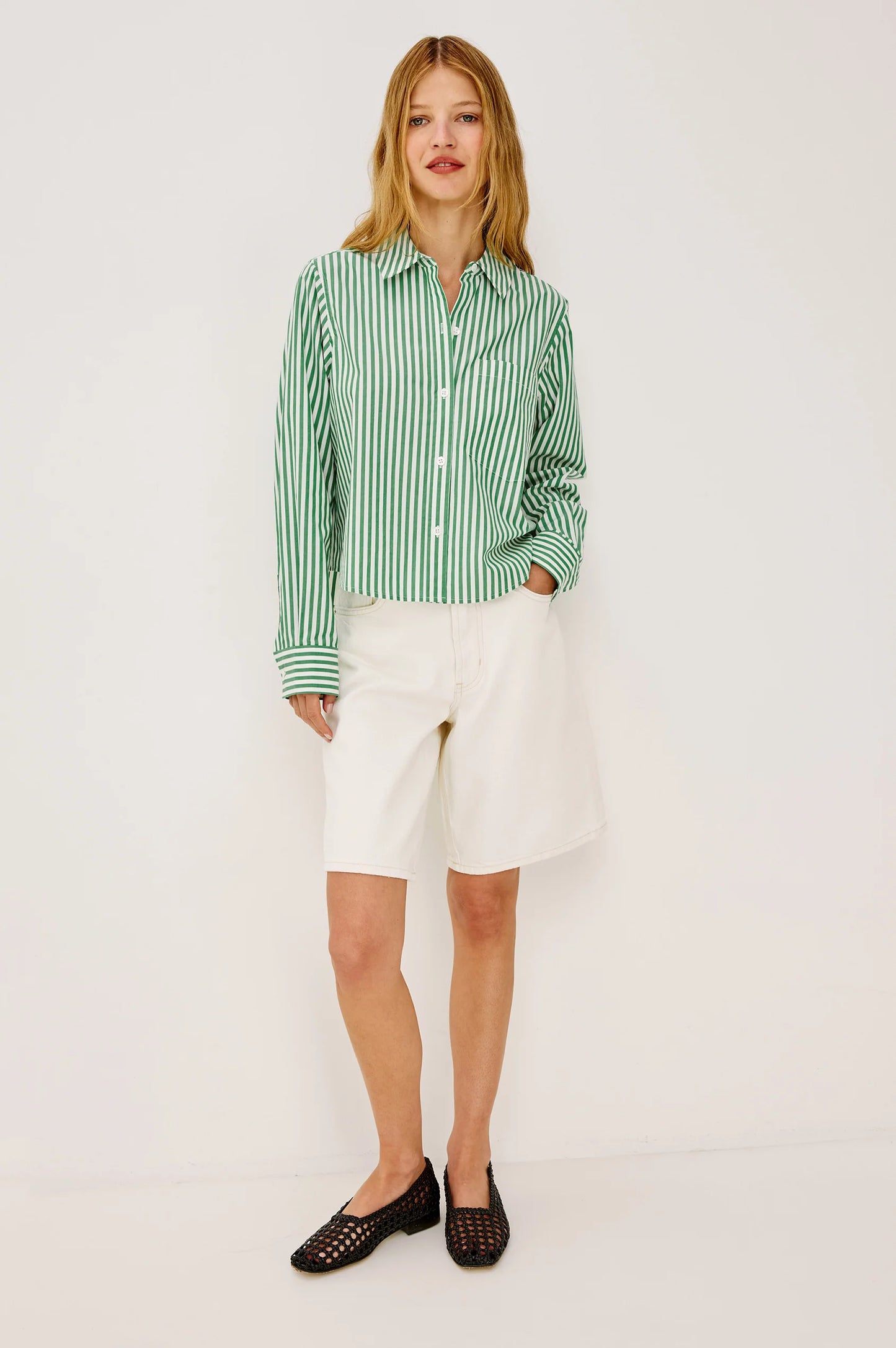 the RAMY shirt, emerald stripe