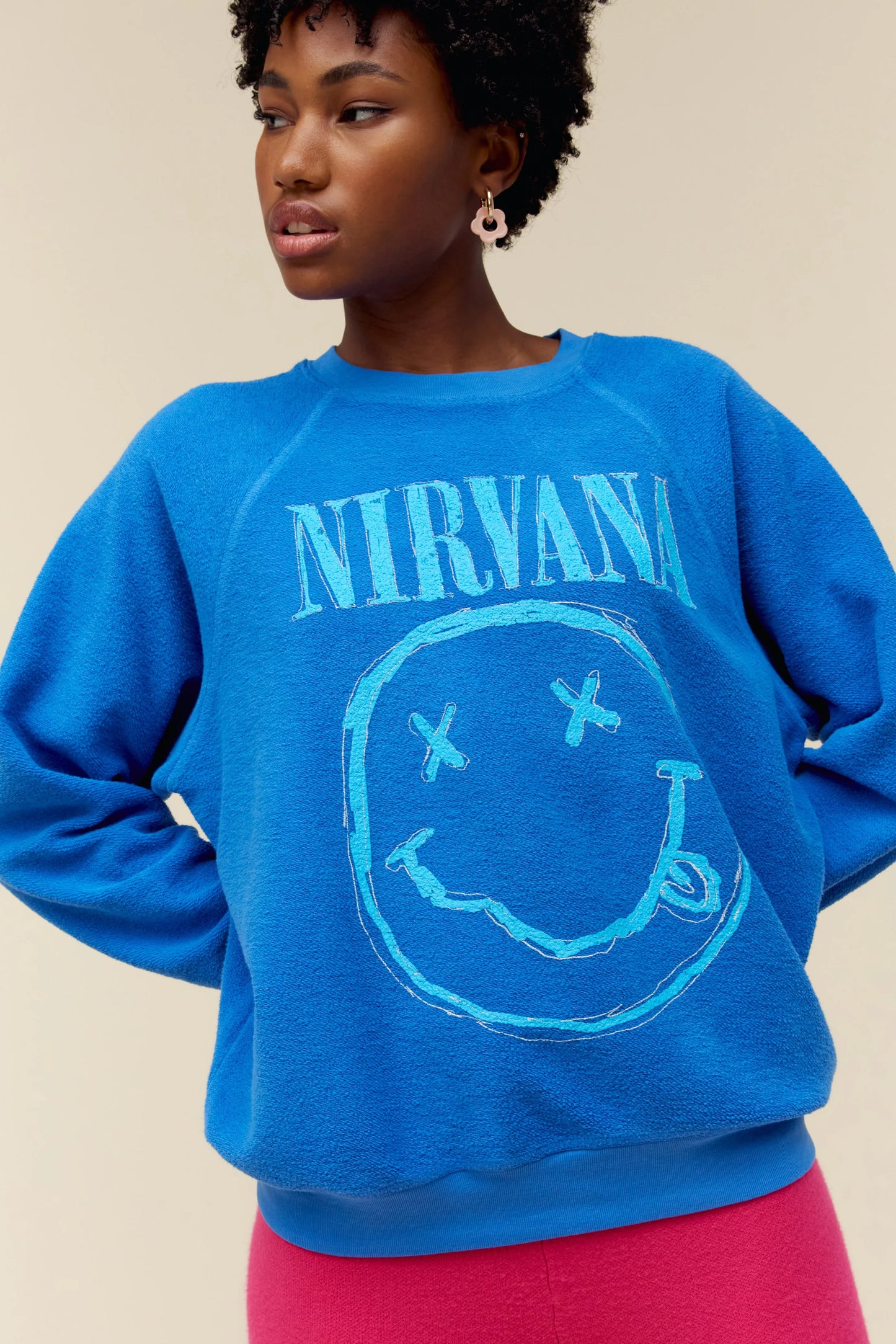 The NIRVANA Smiley Pullover, Washed Cobalt