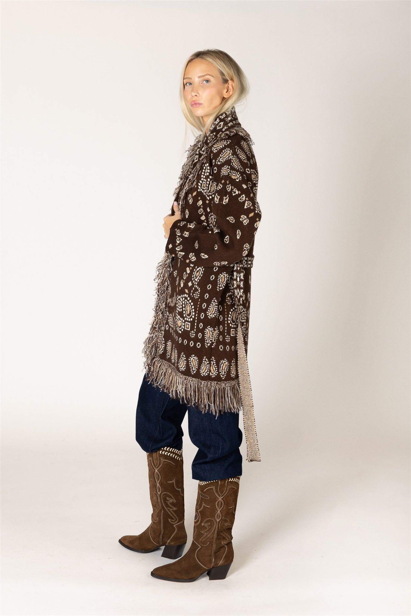 the FAIR ISLE cardigan, chocolate