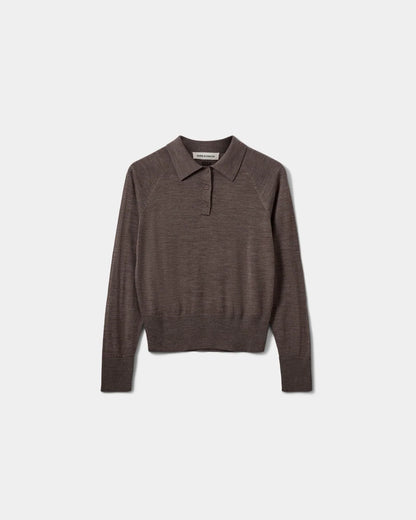 the SELENESW knit polo, brown melange