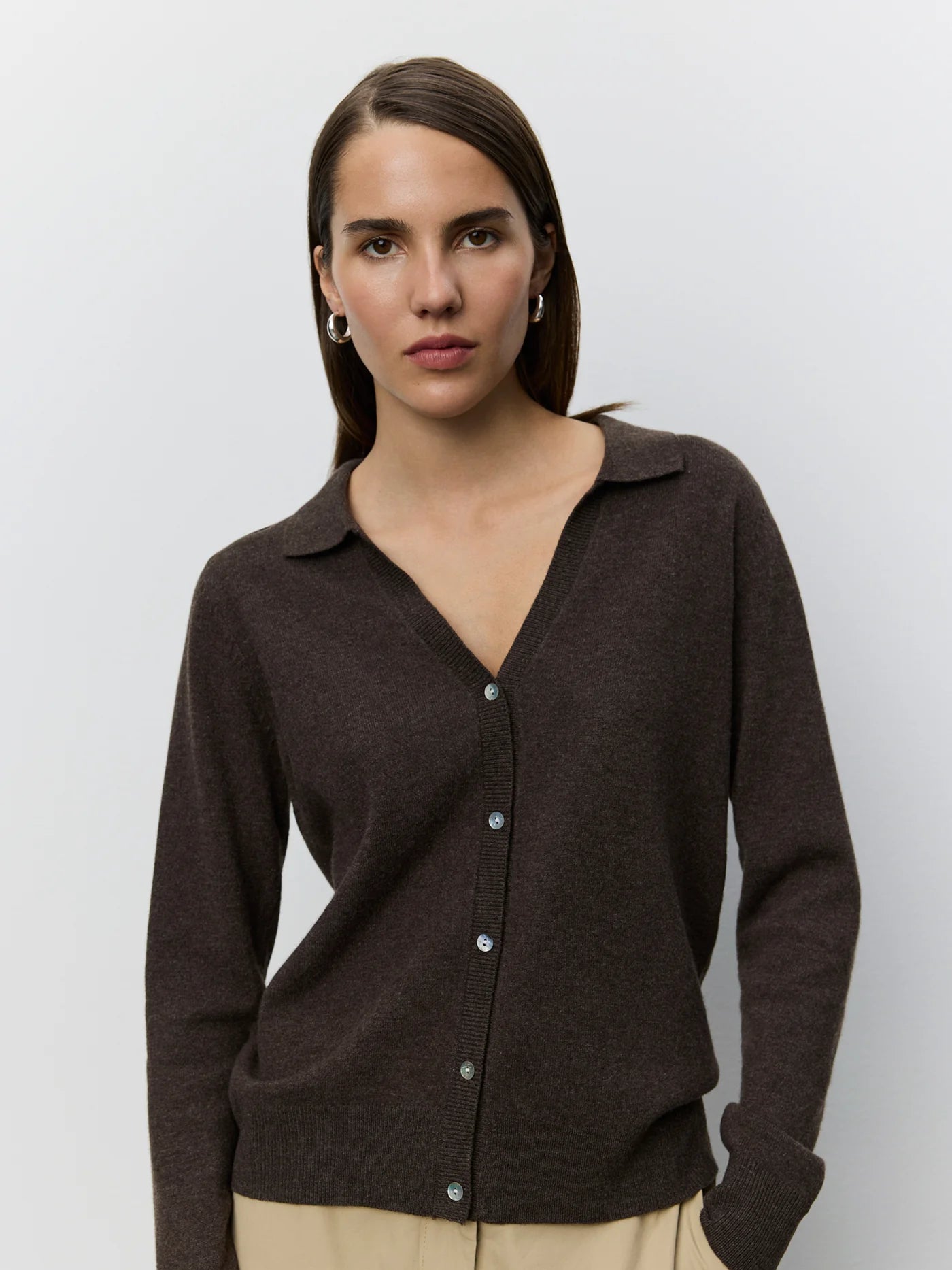 the SKYLARSW cardigan, brown fudge