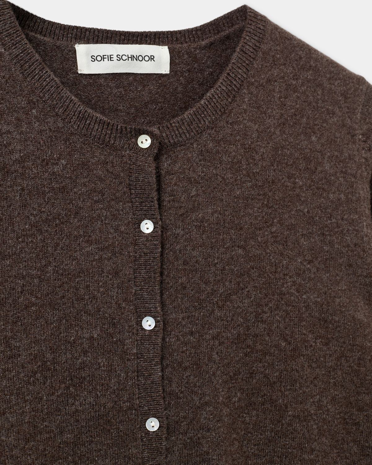the SUNASW cardigan, brown fudge