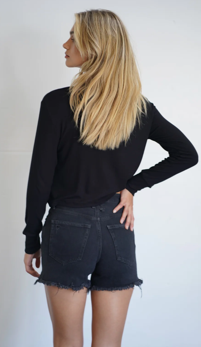 The LONG SLEEVE Ribbed Crew, Black