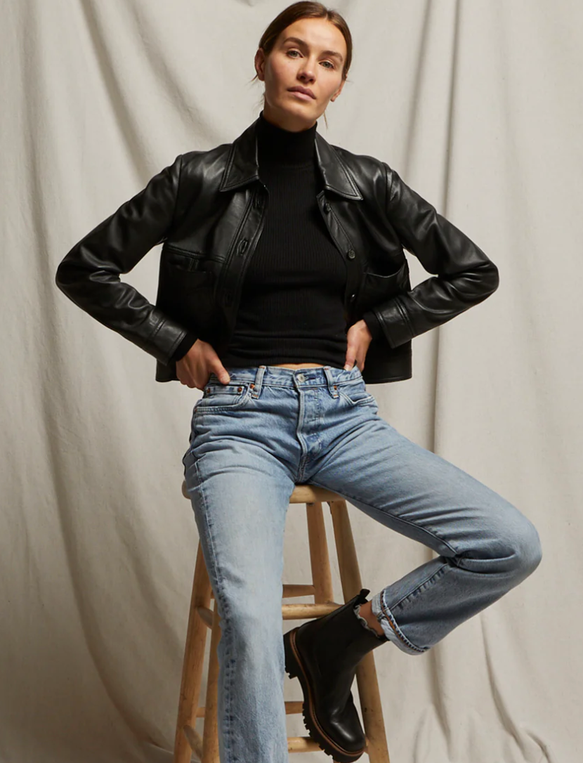 the NOELLE rib turtleneck, true black