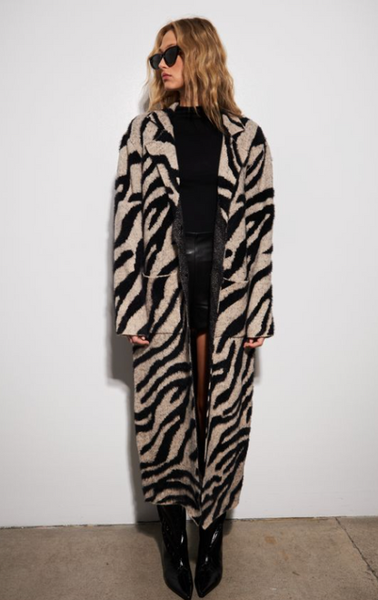 the RASHAD coat, shadow zebra