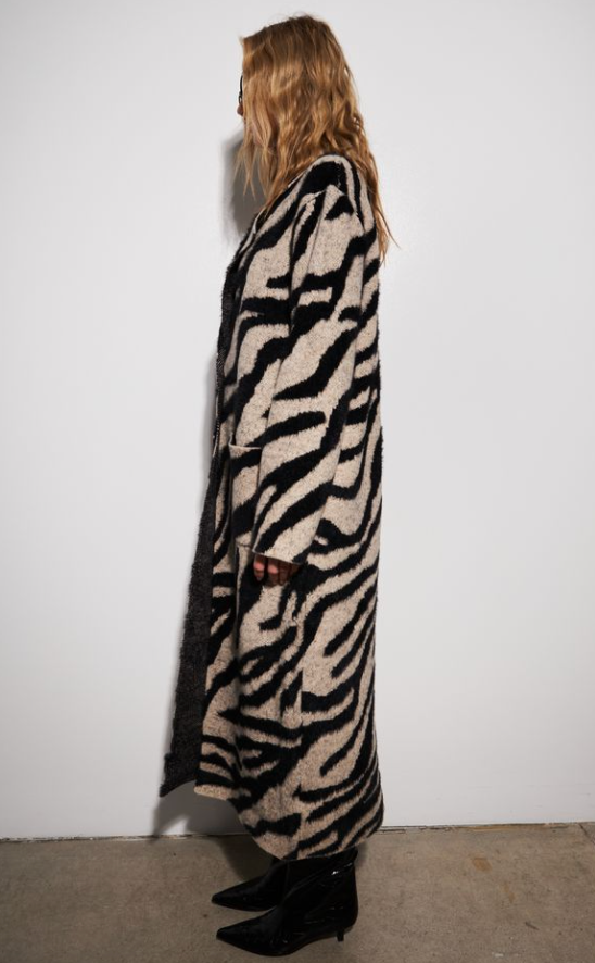 the RASHAD coat, shadow zebra