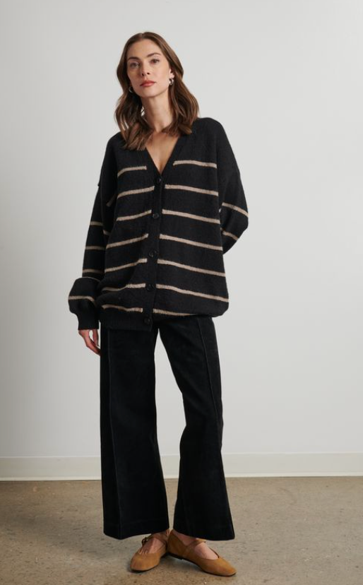 the DELLA cardigan, oyster stripe
