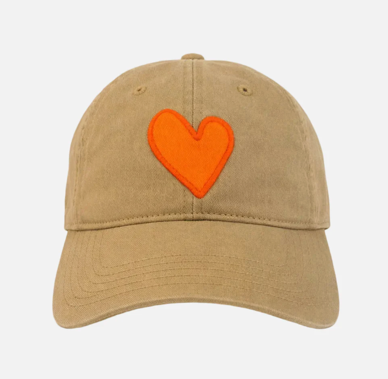 the IMPERFECT heart hat, camel x orange