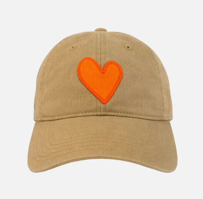 the IMPERFECT heart hat, camel x orange