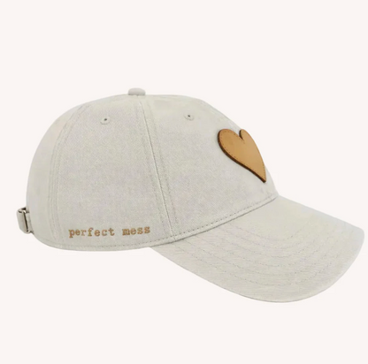 the IMPERFECT leather heart hat, light camel, x camel