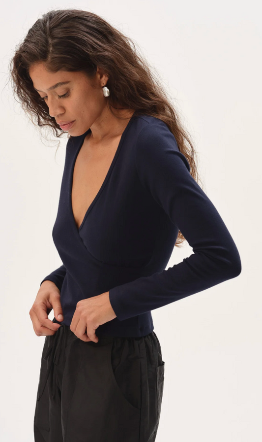the BABY RIB CROSS long sleeve, navy