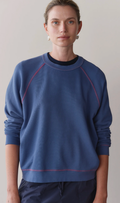 the ECO TERRY contrast stitch sweatshirt, lapis