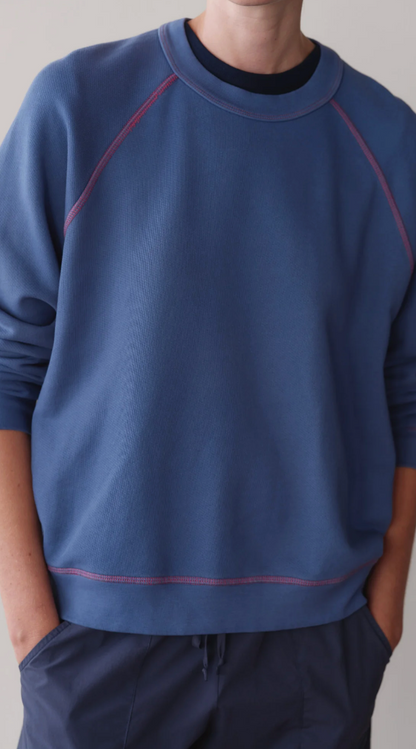 the ECO TERRY contrast stitch sweatshirt, lapis