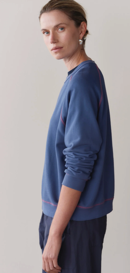 the ECO TERRY contrast stitch sweatshirt, lapis