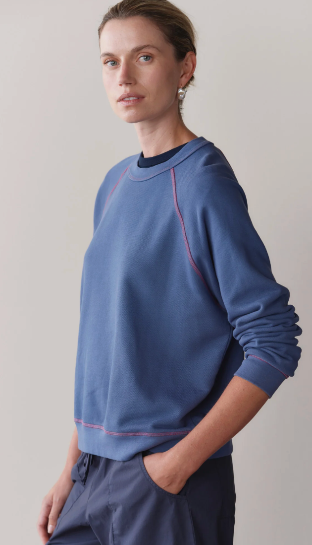 the ECO TERRY contrast stitch sweatshirt, lapis