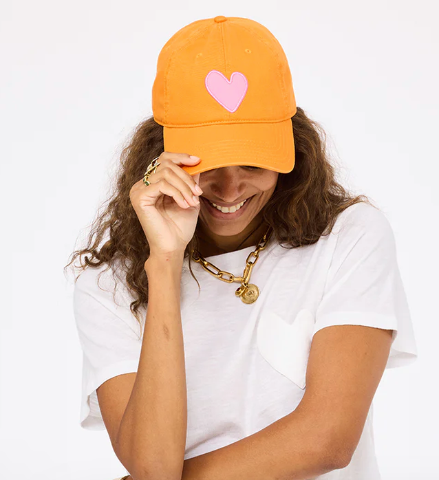 the KR imperfect heart hat, clementine - palm pink