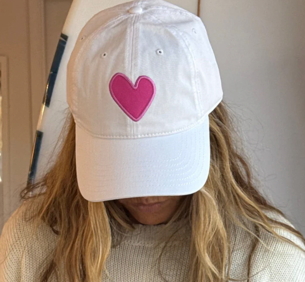 the BASEBALL hat, white/pink