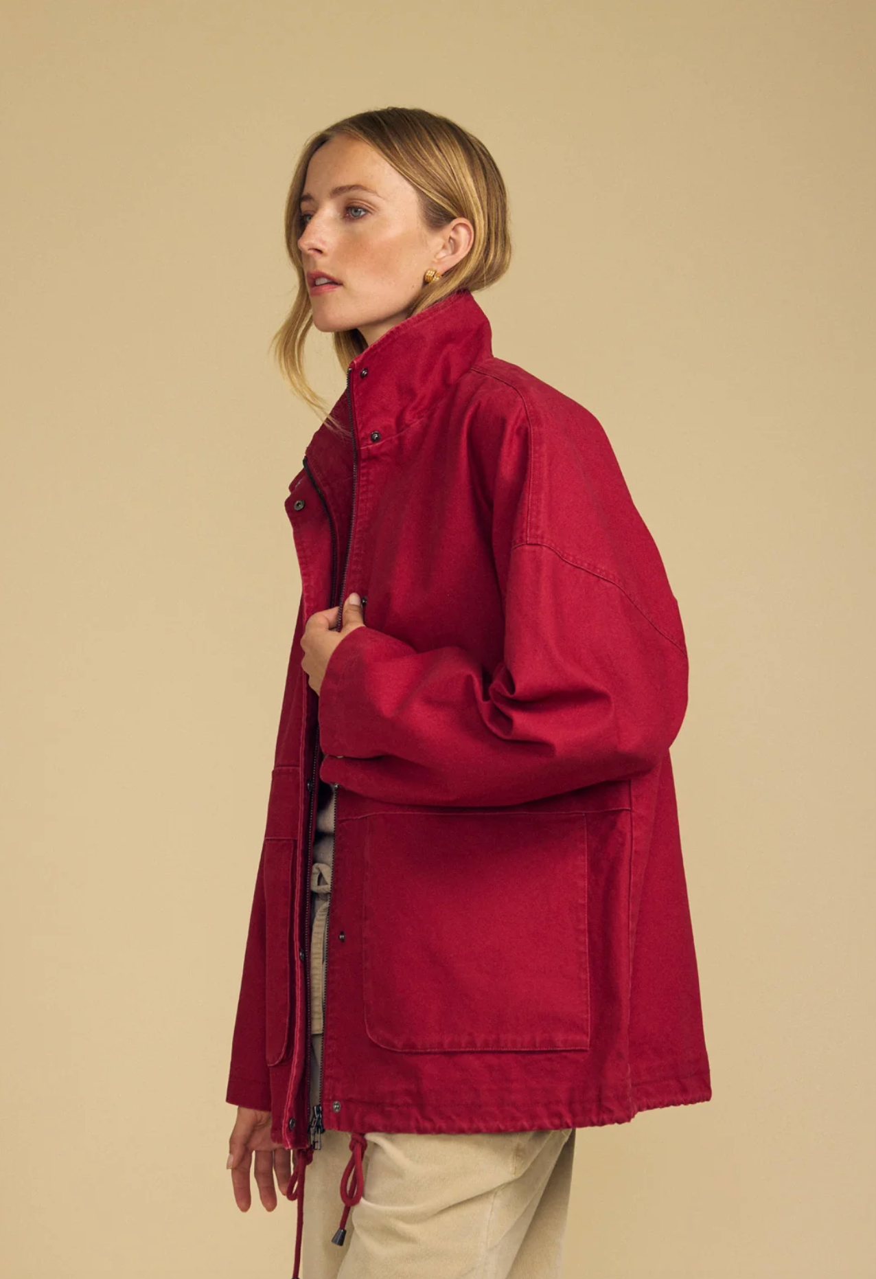 the HUNTER cotton canvas parka, crimson