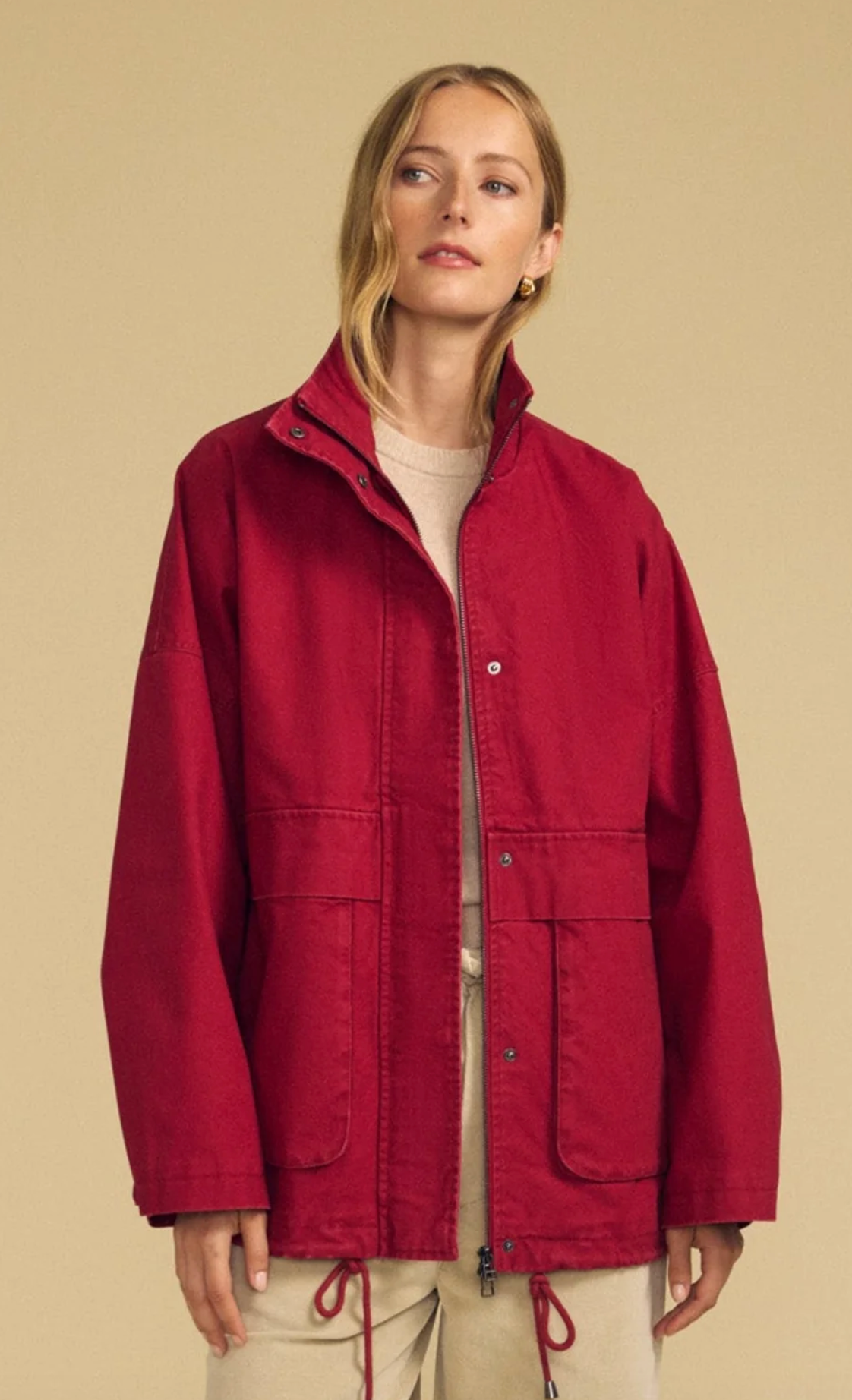 the HUNTER cotton canvas parka, crimson