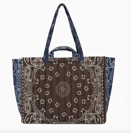 the BANDANA tote, brown x navy