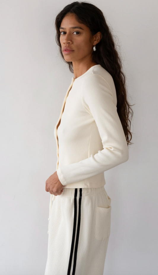 the RIB cardigan, ivory