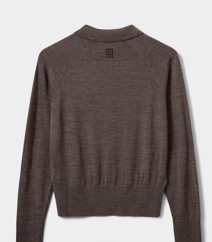 the SELENESW knit polo, brown melange