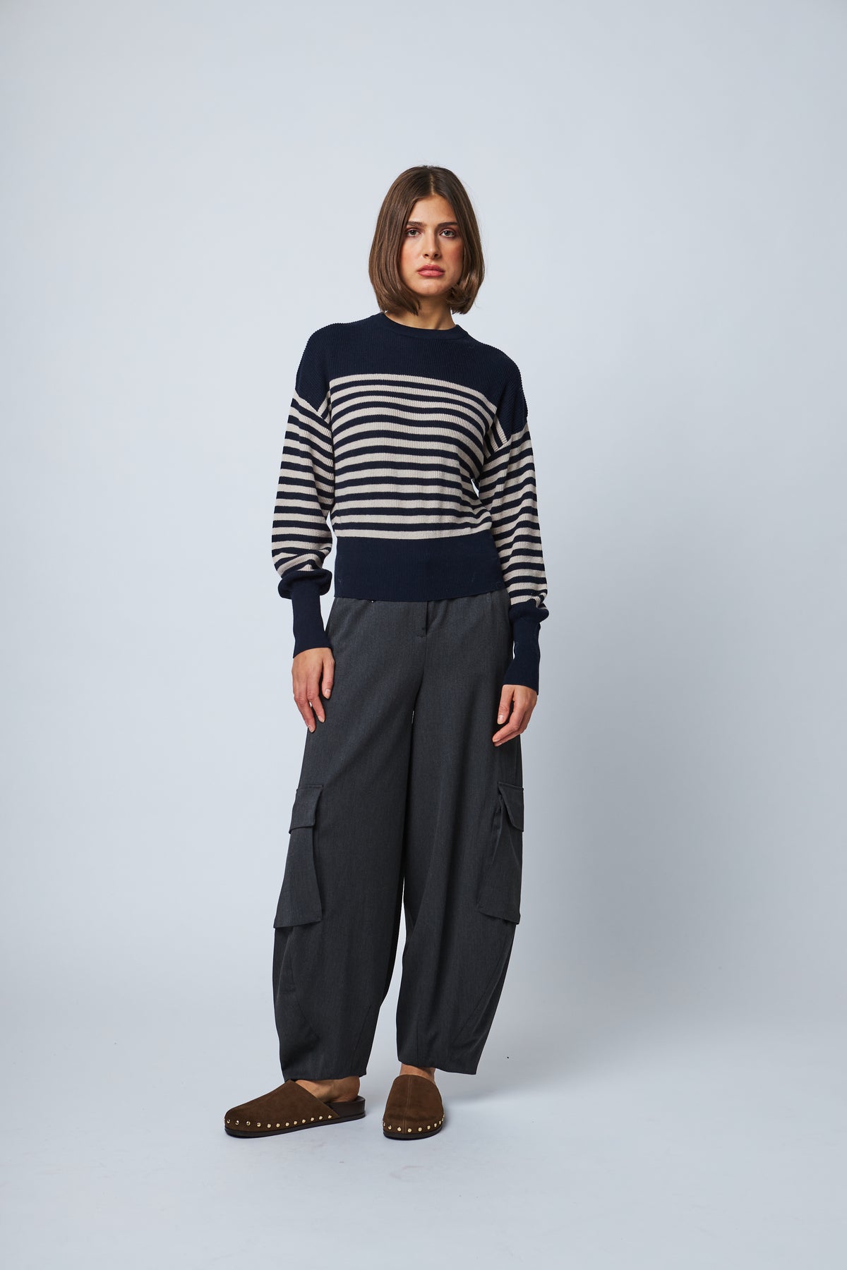 the THEODORA, navy & taupe