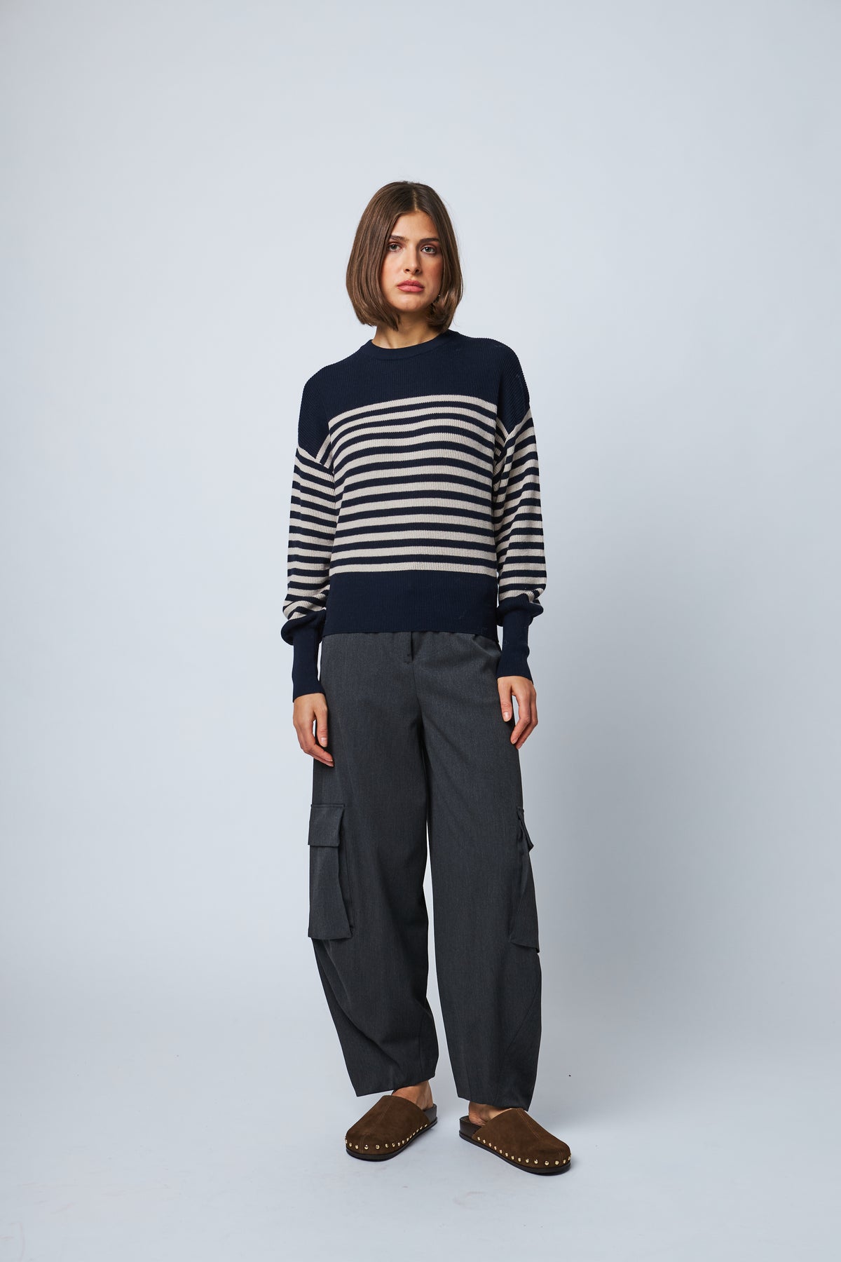 the THEODORA, navy & taupe