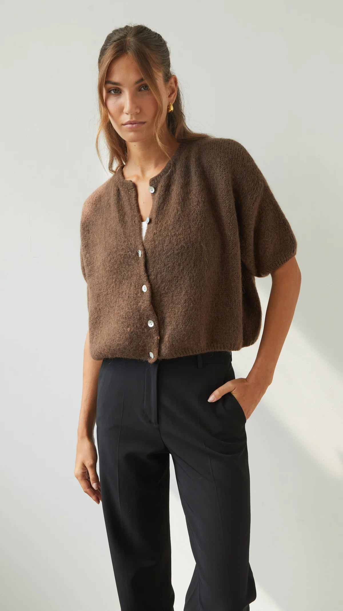 the EMME cardigan, espresso