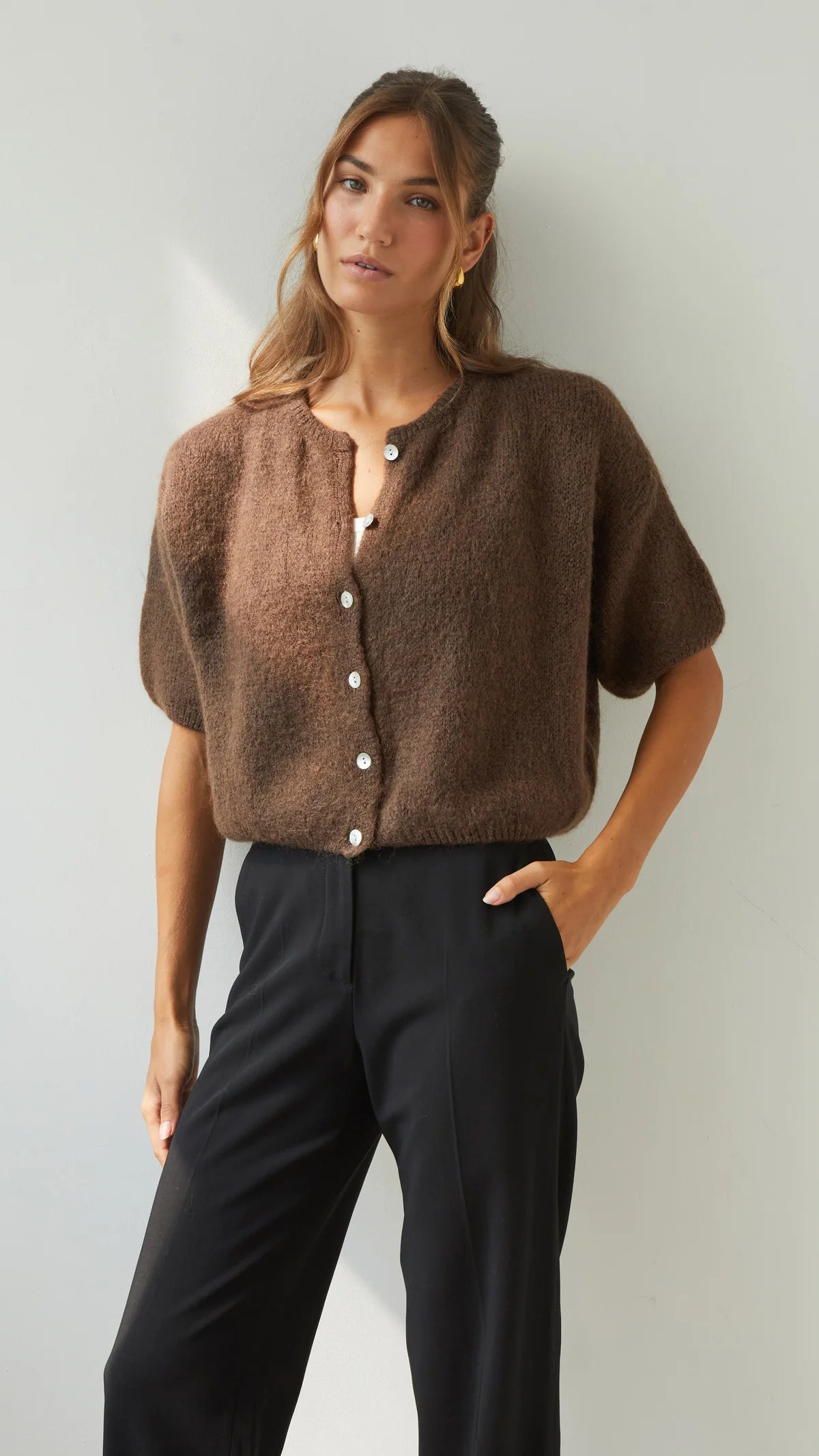 the EMME cardigan, espresso