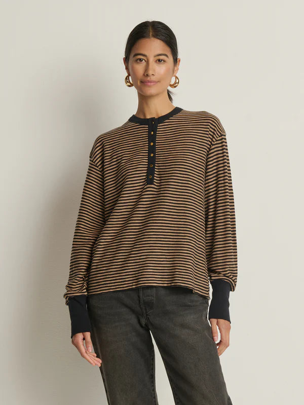 the VICTORIA henley, mini cocoa stripe