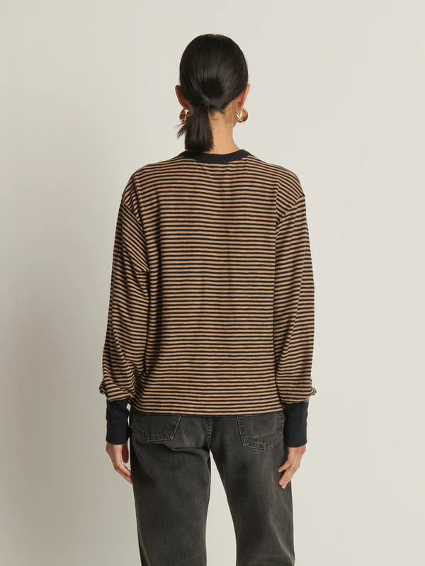 the VICTORIA henley, mini cocoa stripe